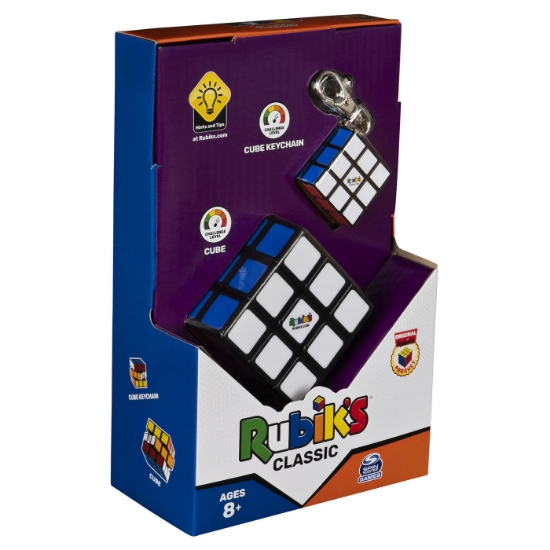Imagine Set Cub Rubik 3x3 clasic și breloc originale