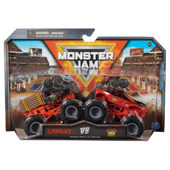 Imagine MONSTER JAM SET 2 MASINUTE METALICE LUMBERJACK SI AXE SCARA 1:64