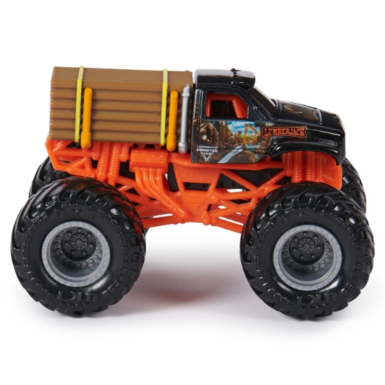 Imagine Monster Jam set 2 mașinuțe metalice Lumberjack și Axe scara 1:64