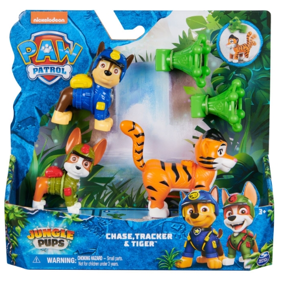 Imagine PATRULA CATELUSILOR JUNGLE PUPS SET 3 FIGURINE CHASE TRACKER SI TIGRUL