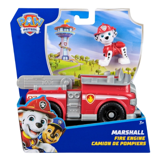 Imagine PATRULA CATELUSILOR SET VEHICUL DE BAZA MASINA DE POMPIERI SI FIGURINA MARSHALL