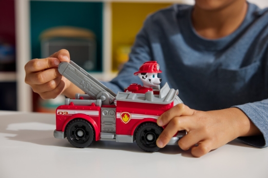 Imagine Patrula Cățelușilor set vehicul de bază mașină de pompieri și figurină Marshall