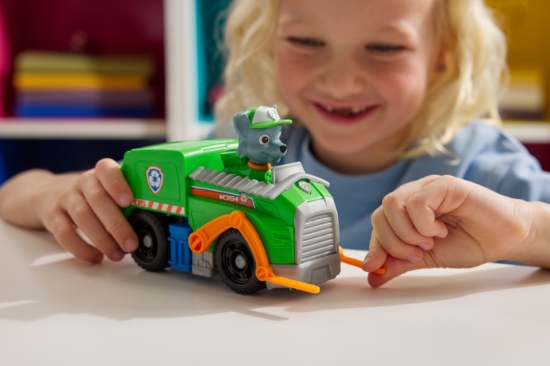 Imagine Patrula Cățelușilor set vehicul de bază camionul de reciclare și figurină Rocky