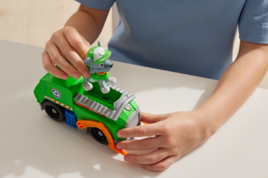 Imagine Patrula Cățelușilor set vehicul de bază camionul de reciclare și figurină Rocky