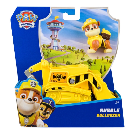 Imagine PATRULA CATELUSILOR SET VEHICUL DE BAZA BULDOZER SI FIGURINA RUBBLE