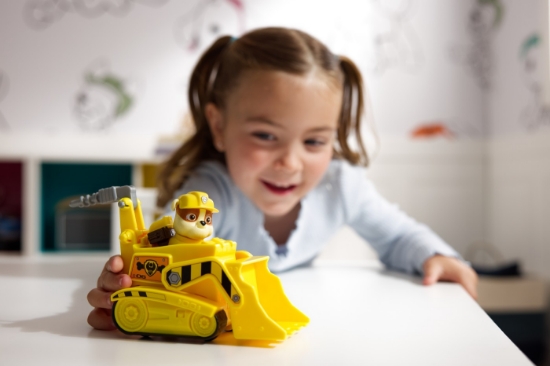 Imagine Patrula Cățelușilor set vehicul de bază buldozer și figurină Rubble