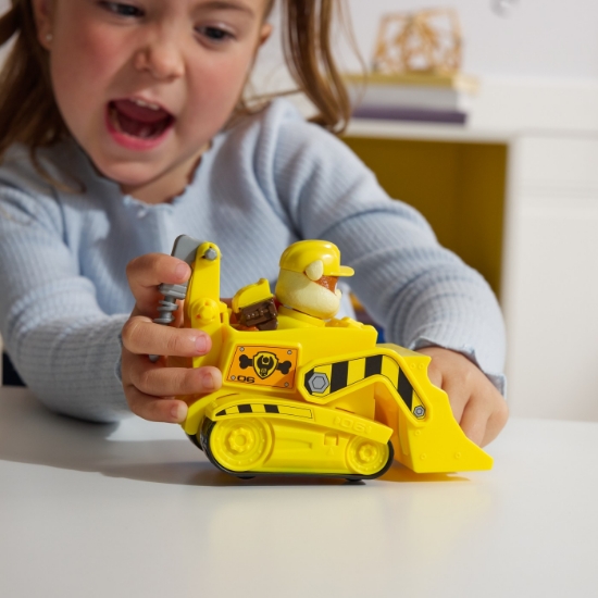 Imagine Patrula Cățelușilor set vehicul de bază buldozer și figurină Rubble