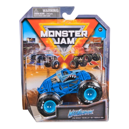 Imagine MONSTER JAM MASINUTA METALICA MEGALODON ALBASTRU SCARA 1 LA 64