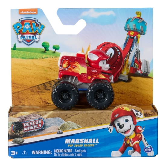 Imagine PATRULA CATELUSILOR PUP SQUAD RACERS RESCUE WHEELS VEHICUL METALIC MARSHALL SCARA 1:55