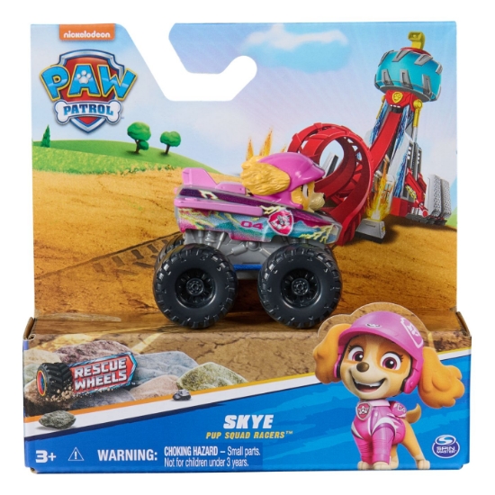 Imagine PATRULA CATELUSILOR PUP SQUAD RACERS RESCUE WHEELS VEHICUL METALIC SKYE SCARA 1:55