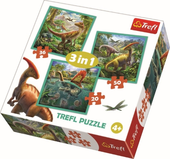 Imagine PUZZLE TREFL 3IN1 LUMEA EXTRAORDINARA A DINOZAURILOR