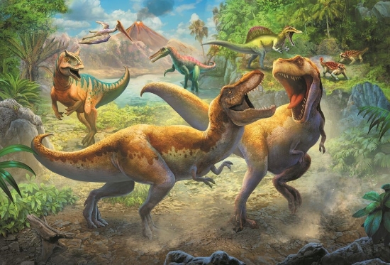Imagine Puzzle Trefl 160 Tyrannosauri în luptă