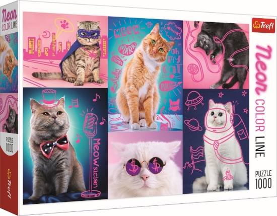 Imagine PUZZLE TREFL 1000 SUPER PISICI NEON