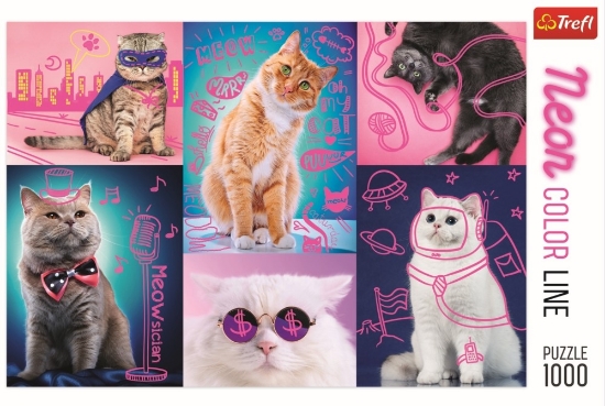 Imagine Puzzle Trefl 1000 Super Pisici Neon