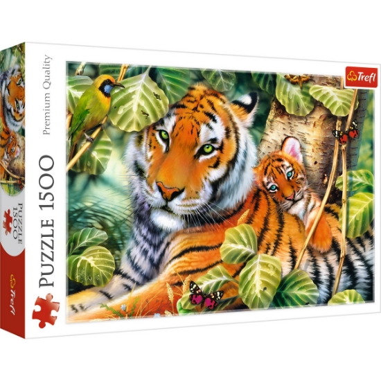 Imagine PUZZLE TREFL 1500 TIGRI BENGALEZI IN PADUREA TROPICALA