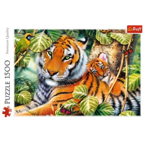 Imagine Puzzle Trefl 1500 Tigri bengalezi în pădurea tropicală