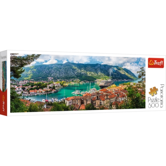 Imagine PUZZLE TREFL 500 PANORAMA ORASUL KOTOR MUNTENEGRU