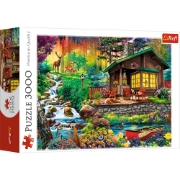 Imagine PUZZLE TREFL 3000 CABANA DIN PADURE