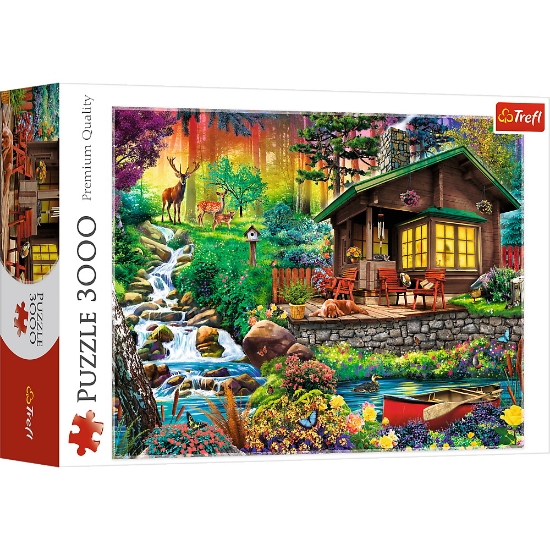 Imagine PUZZLE TREFL 3000 CABANA DIN PADURE