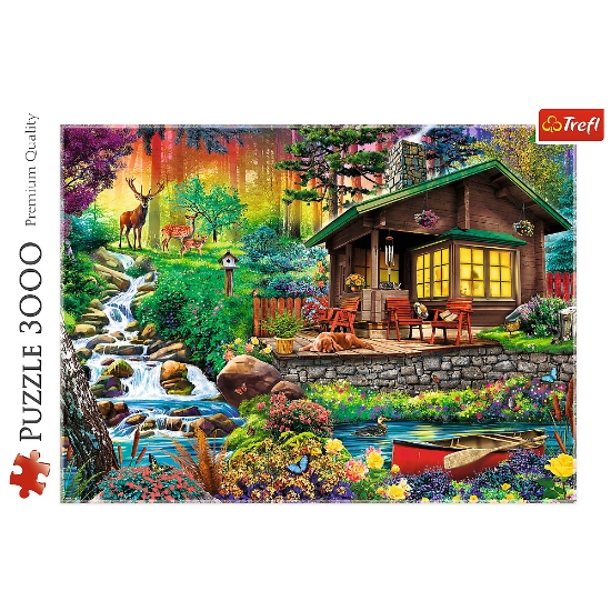 Imagine Puzzle Trefl 3000 Cabana din pădure