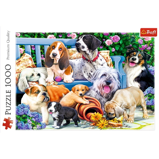 Imagine Puzzle Trefl 1000 Câini în grădină
