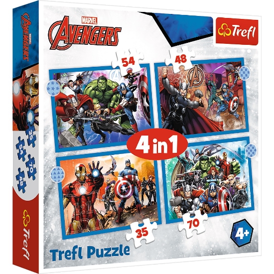 Imagine PUZZLE TREFL 4IN1 AVENGERS - RAZBUNATORII CURAJOSI