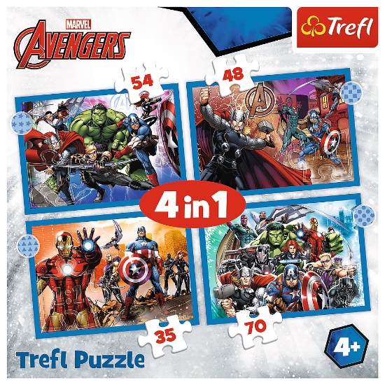 Imagine  Puzzle Trefl 4in1 Avengers – Răzbunătorii Curajoși