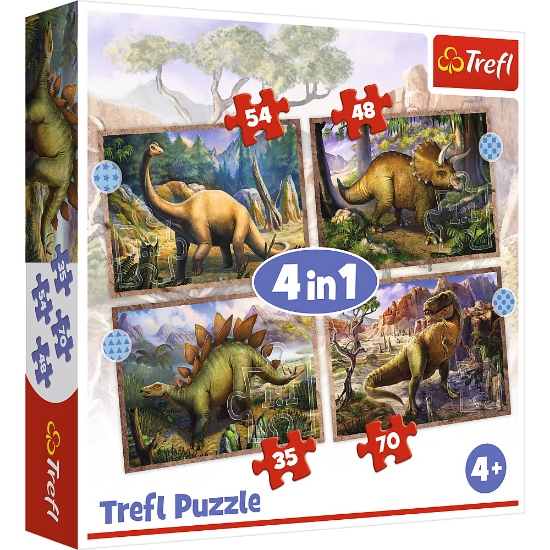 Imagine PUZZLE TREFL 4IN1 DINOZAURII INTERESANTI