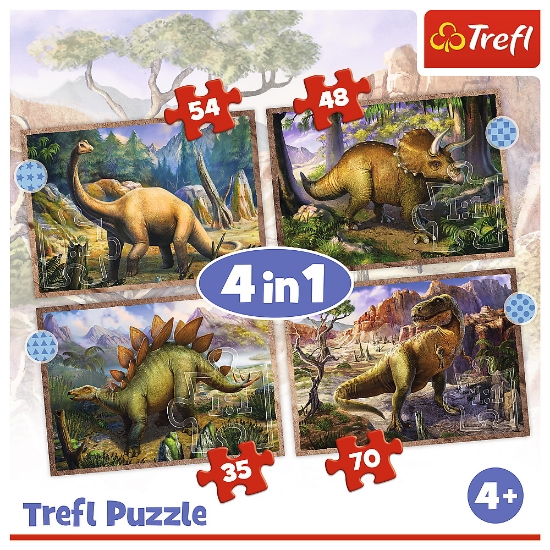 Imagine Puzzle Trefl 4in1 Dinozaurii Interesanți