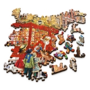 Imagine Puzzle Trefl din lemn 1000 piese strada pregătită de Crăciun
