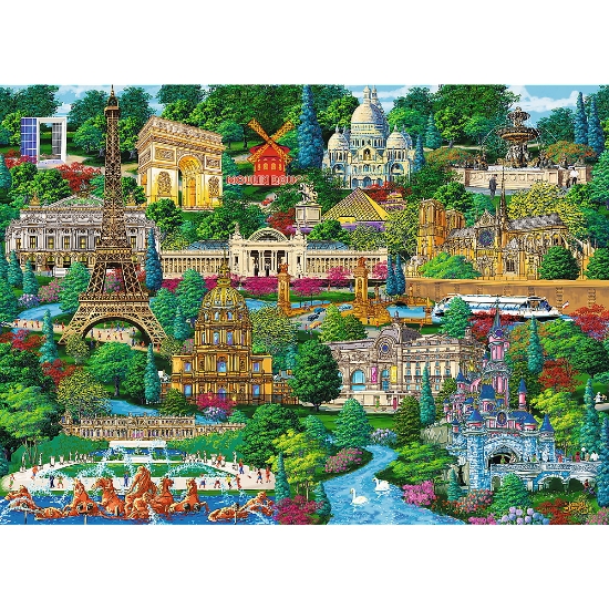 Imagine Puzzle Trefl din lemn 1000 piese obiective turistice faimoase din Franța