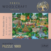 Imagine Puzzle Trefl din lemn 1000 piese obiective turistice faimoase din Franța