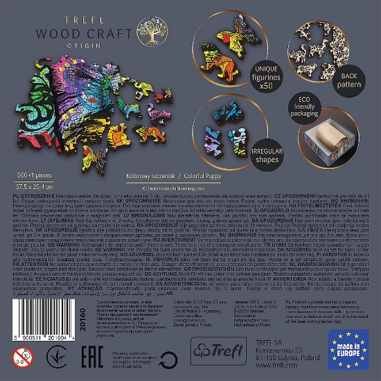 Imagine Puzzle Trefl din lemn 500+1 piese cățelușii drăgălași