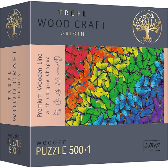 Imagine PUZZLE TREFL DIN LEMN 500+1 PIESE FLUTURASII COLORATI