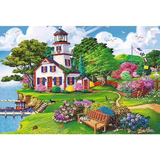 Imagine Puzzle Trefl din lemn 500+1 piese portul în timpul verii