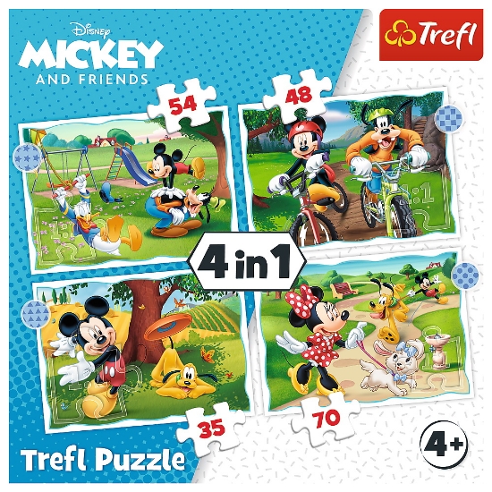 Imagine Puzzle Trefl 4in1 Mickey Mouse ziua deosebită