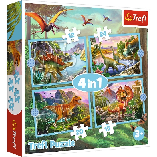 Imagine PUZZLE TREFL 4IN1 LUMEA DINOZAURILOR