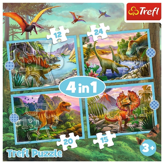 Imagine  Puzzle Trefl 4in1 Lumea Dinozaurilor