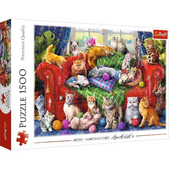 Imagine PUZZLE TREFL 1500 PISICUTELE PE CANAPEA