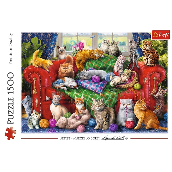 Imagine Puzzle Trefl 1500 Pisicuțele pe canapea