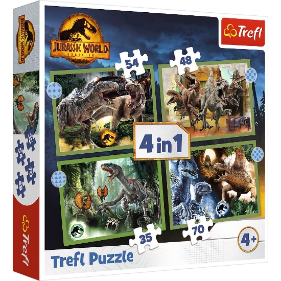 Imagine PUZZLE TREFL JURASSIC WORLD 4IN1 IN LUMEA DINOZAURILOR