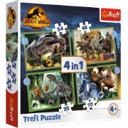Imagine Puzzle Trefl Jurassic World 4in1 În lumea dinozaurilor