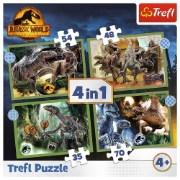 Imagine PUZZLE TREFL JURASSIC WORLD 4IN1 IN LUMEA DINOZAURILOR