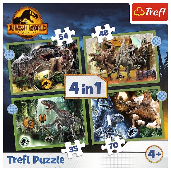 Imagine Puzzle Trefl Jurassic World 4in1 În lumea dinozaurilor