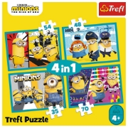 Imagine PUZZLE TREFL MINIONS 4IN1 LUMEA FERICITA A MINIONILOR