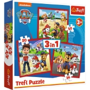 Imagine PUZZLE TREFL 3IN1 PATRULA CATELUSILOR CATELUSII FERICITI