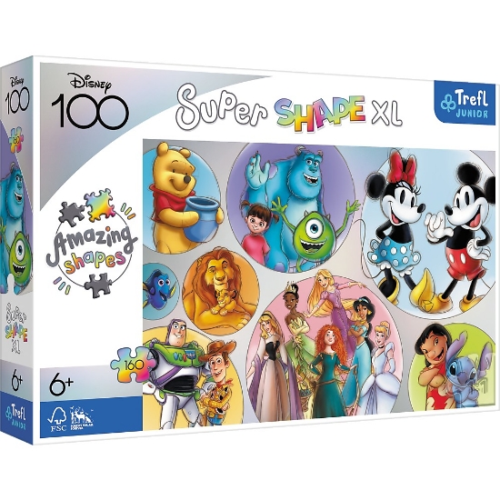 Imagine PUZZLE TREFL PRIMO SUPER SHAPE XXL 160 DISNEY 100 LUMEA DISNEY