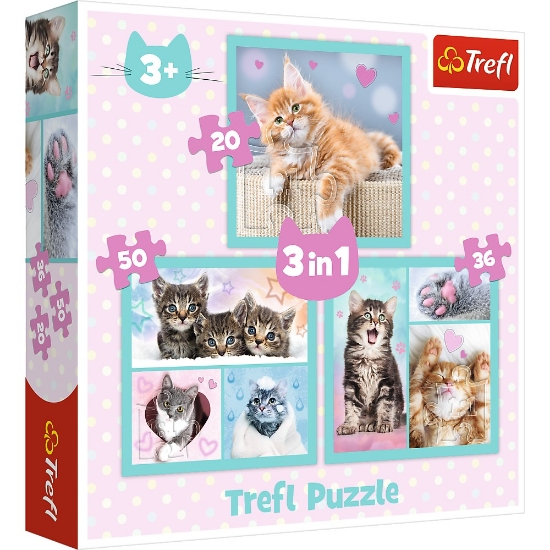 Imagine PUZZLE TREFL 3IN1 PISICUTELE DRAGALASE