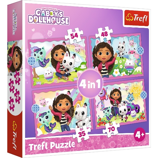 Imagine PUZZLE TREFL 4IN1 GABBYS DOLLHOUSE AVENTURILE LUI GABBY