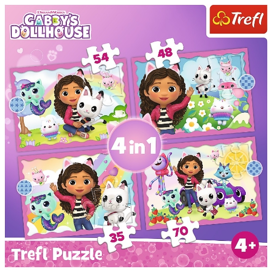 Imagine Puzzle Trefl 4in1 Gabby’s Dollhouse – Aventurile lui Gabby